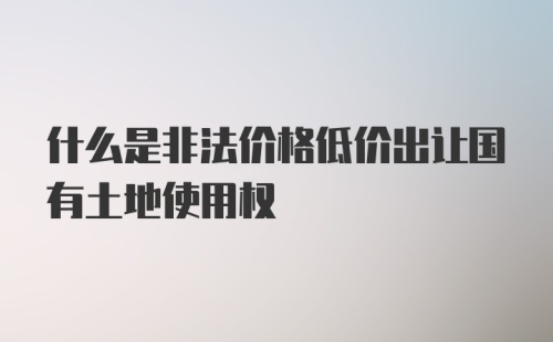 什么是非法价格低价出让国有土地使用权