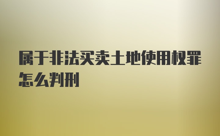 属于非法买卖土地使用权罪怎么判刑