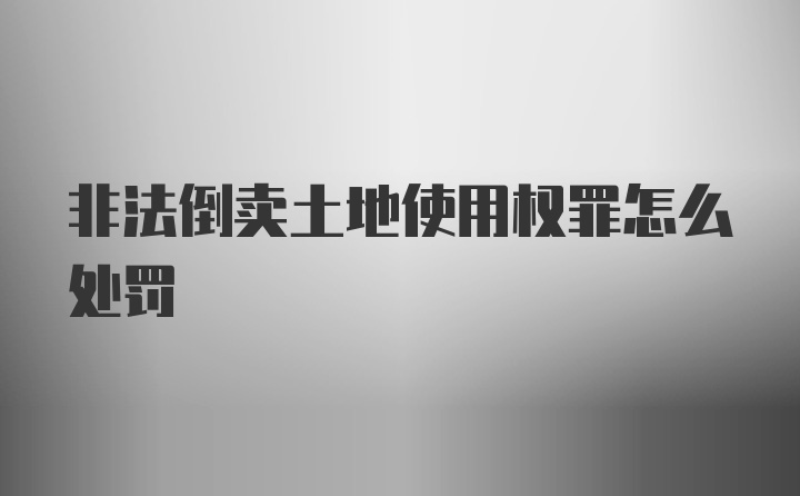 非法倒卖土地使用权罪怎么处罚