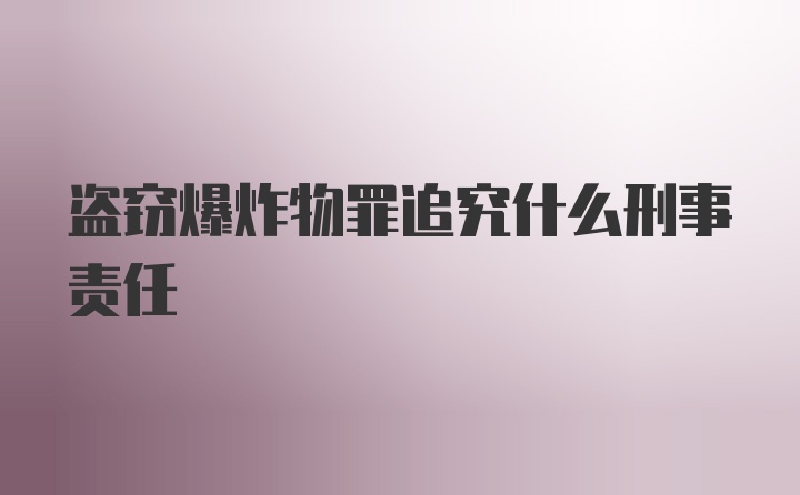 盗窃爆炸物罪追究什么刑事责任