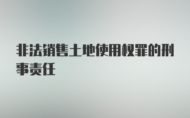 非法销售土地使用权罪的刑事责任