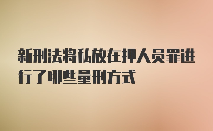 新刑法将私放在押人员罪进行了哪些量刑方式