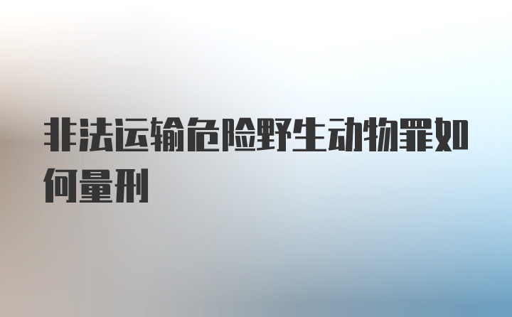 非法运输危险野生动物罪如何量刑