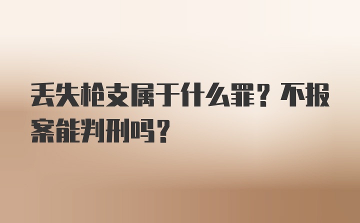 丢失枪支属于什么罪？不报案能判刑吗？