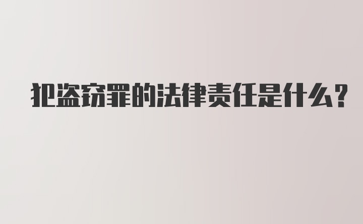 犯盗窃罪的法律责任是什么？