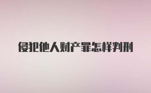 侵犯他人财产罪怎样判刑