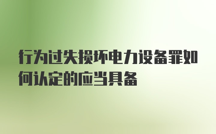 行为过失损坏电力设备罪如何认定的应当具备