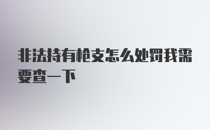 非法持有枪支怎么处罚我需要查一下