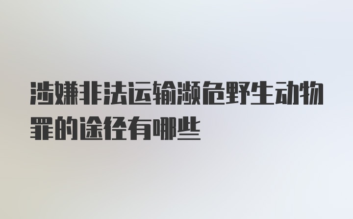 涉嫌非法运输濒危野生动物罪的途径有哪些