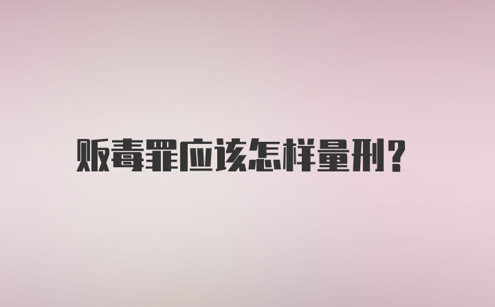 贩毒罪应该怎样量刑？