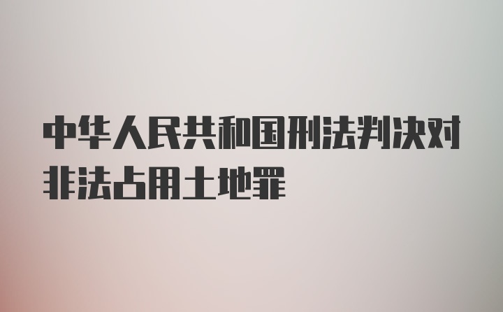 中华人民共和国刑法判决对非法占用土地罪