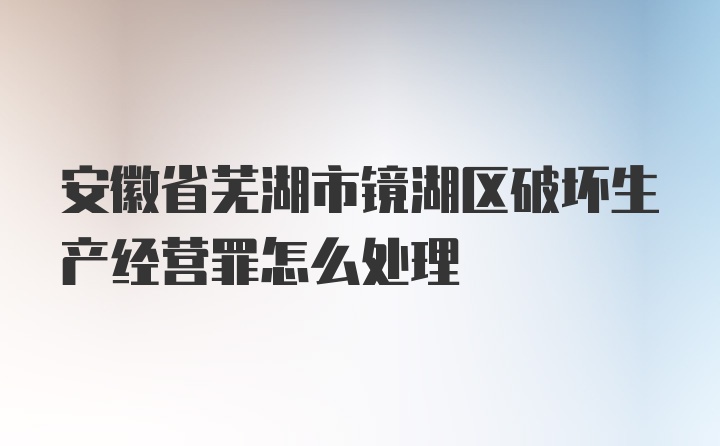 安徽省芜湖市镜湖区破坏生产经营罪怎么处理