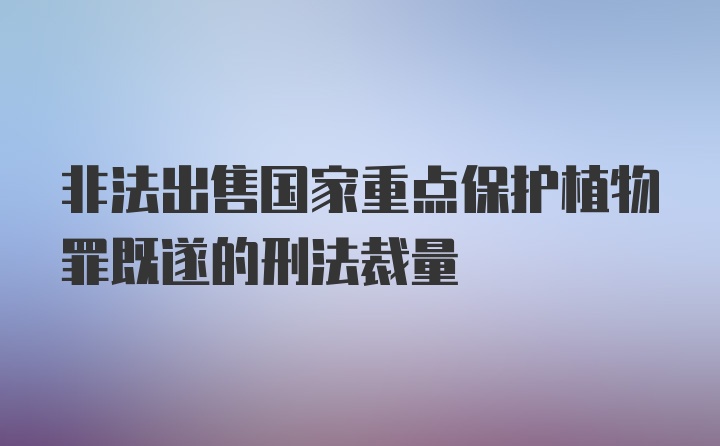 非法出售国家重点保护植物罪既遂的刑法裁量