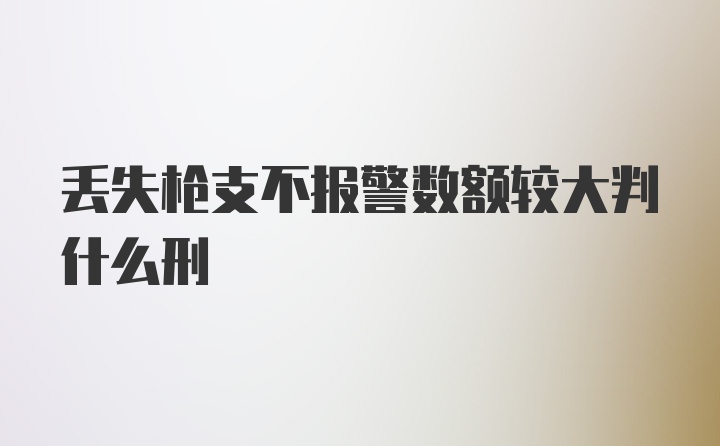 丢失枪支不报警数额较大判什么刑