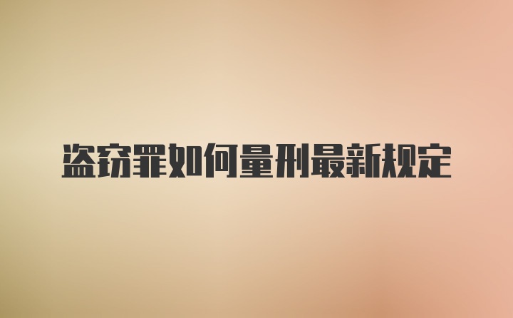 盗窃罪如何量刑最新规定