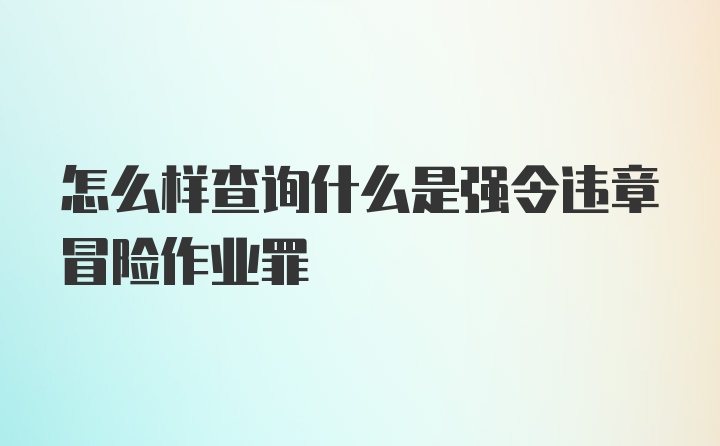 怎么样查询什么是强令违章冒险作业罪