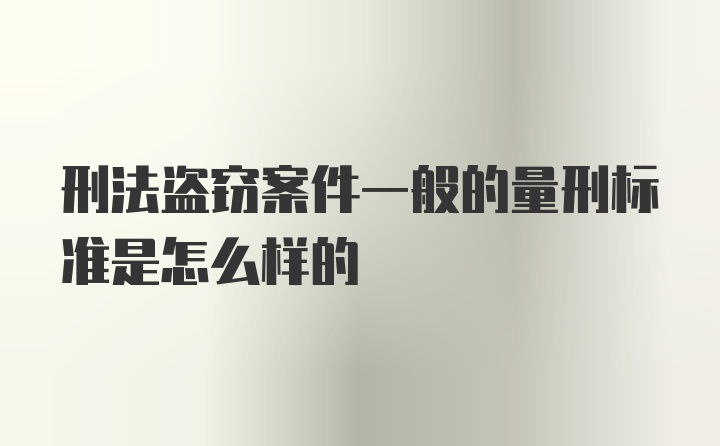 刑法盗窃案件一般的量刑标准是怎么样的