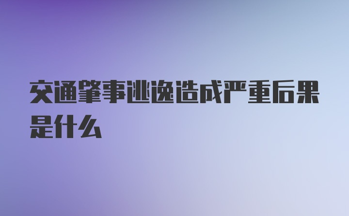 交通肇事逃逸造成严重后果是什么