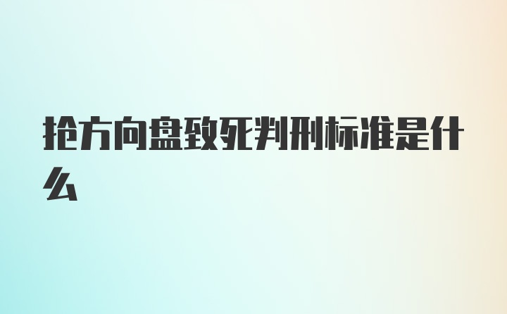 抢方向盘致死判刑标准是什么