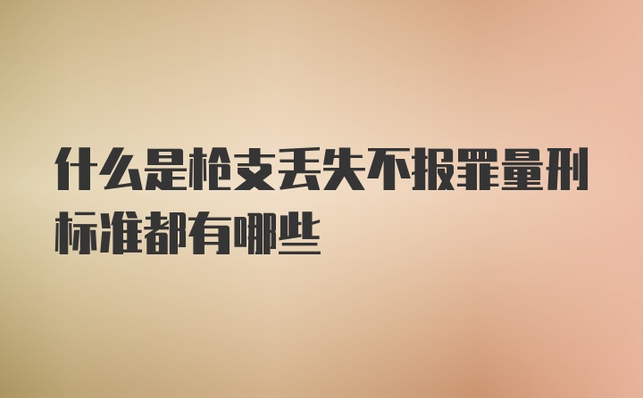 什么是枪支丢失不报罪量刑标准都有哪些