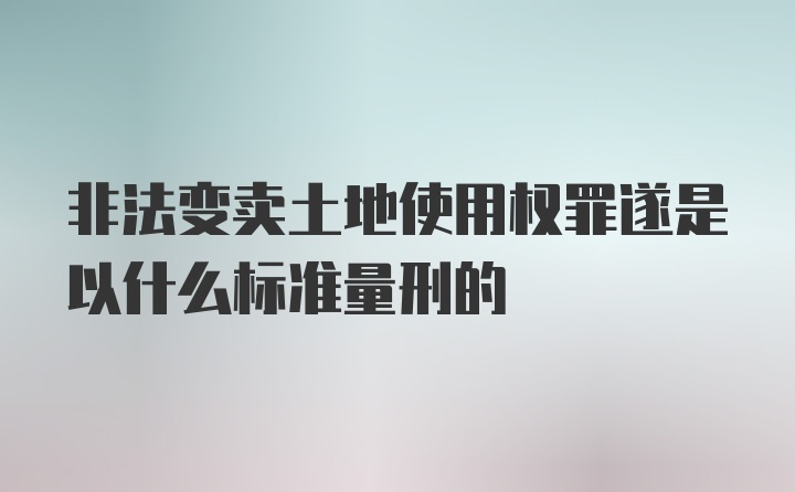 非法变卖土地使用权罪遂是以什么标准量刑的