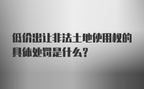 低价出让非法土地使用权的具体处罚是什么？