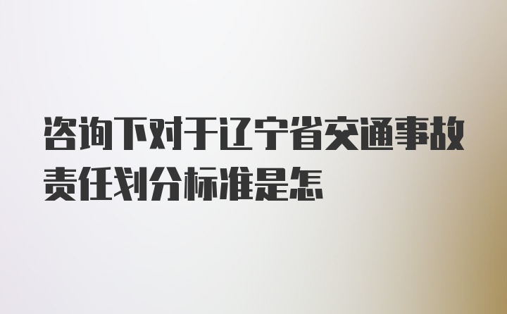 咨询下对于辽宁省交通事故责任划分标准是怎