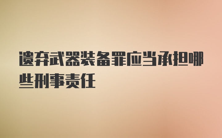 遗弃武器装备罪应当承担哪些刑事责任