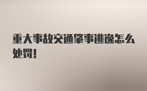 重大事故交通肇事逃逸怎么处罚！