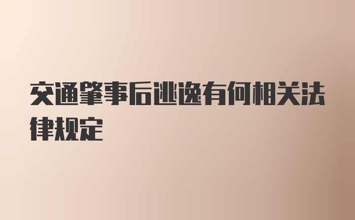 交通肇事后逃逸有何相关法律规定