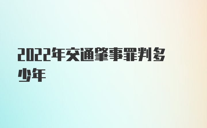 2022年交通肇事罪判多少年