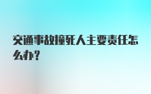 交通事故撞死人主要责任怎么办？