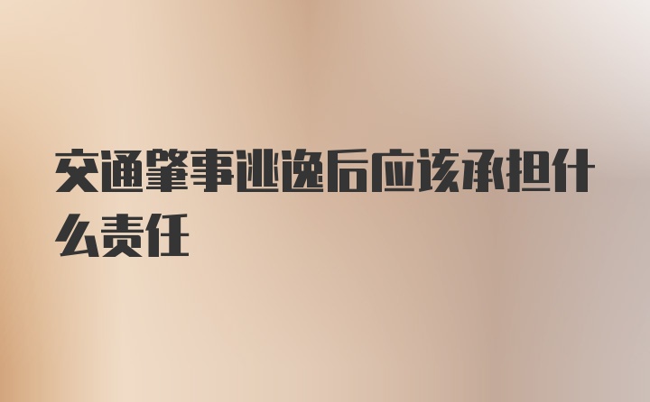 交通肇事逃逸后应该承担什么责任