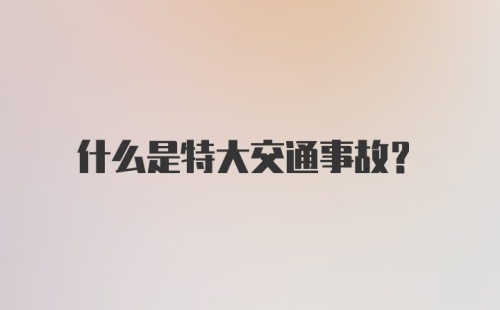 什么是特大交通事故？