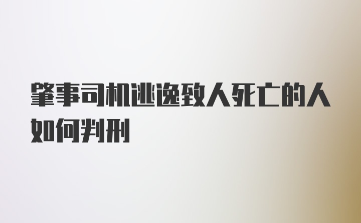 肇事司机逃逸致人死亡的人如何判刑