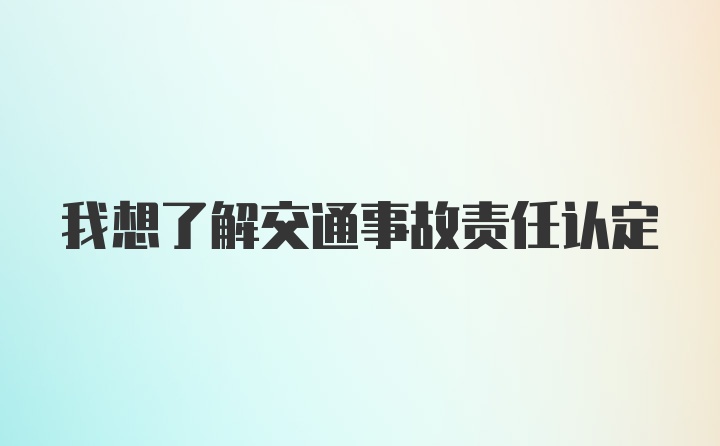 我想了解交通事故责任认定