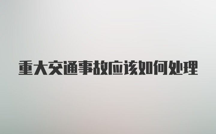 重大交通事故应该如何处理