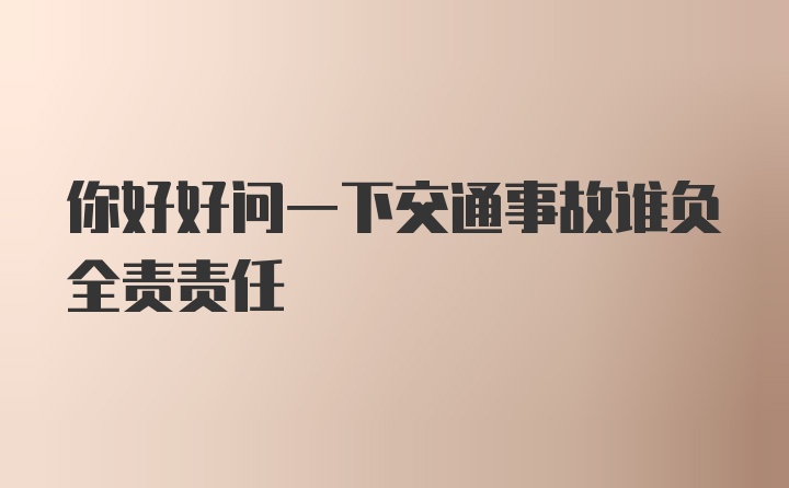 你好好问一下交通事故谁负全责责任