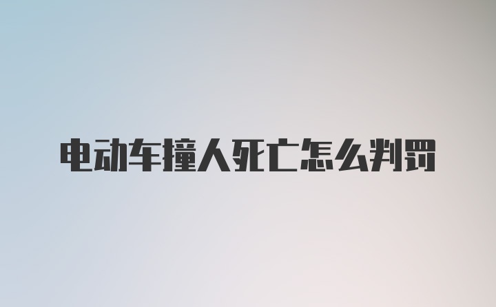 电动车撞人死亡怎么判罚