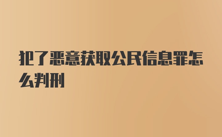 犯了恶意获取公民信息罪怎么判刑