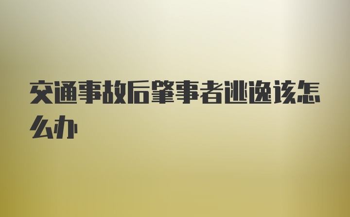 交通事故后肇事者逃逸该怎么办