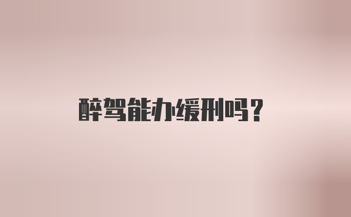 醉驾能办缓刑吗？