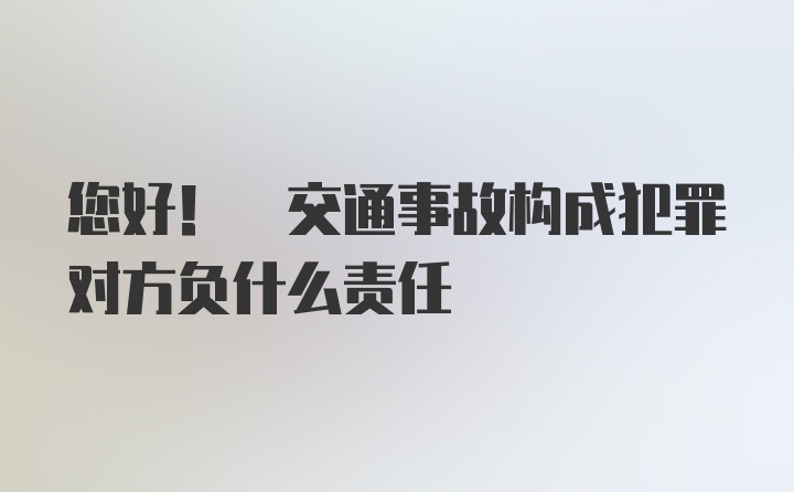 您好! 交通事故构成犯罪对方负什么责任