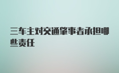 三车主对交通肇事者承担哪些责任