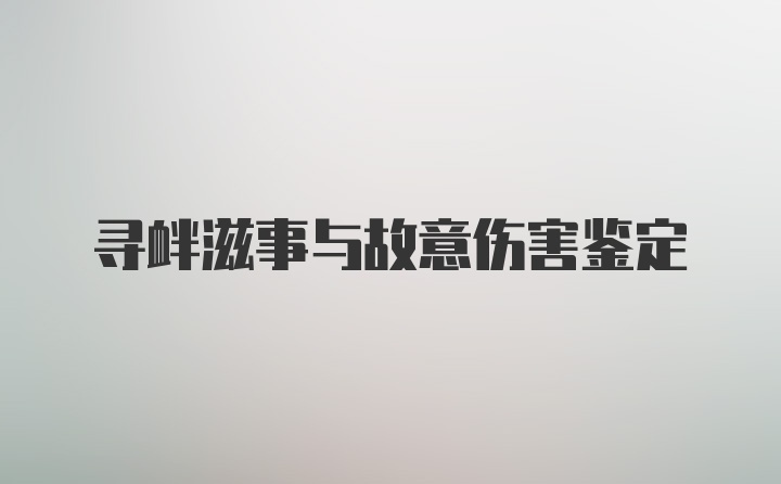 寻衅滋事与故意伤害鉴定