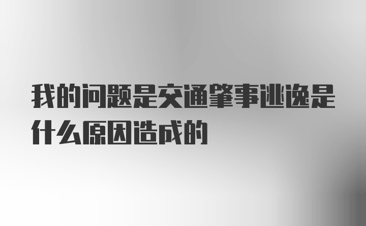 我的问题是交通肇事逃逸是什么原因造成的