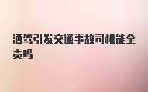 酒驾引发交通事故司机能全责吗