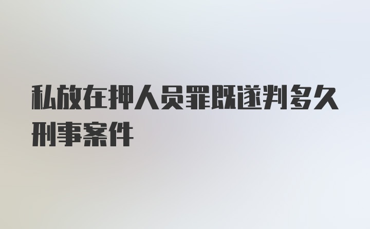 私放在押人员罪既遂判多久刑事案件