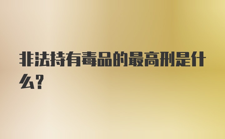 非法持有毒品的最高刑是什么?