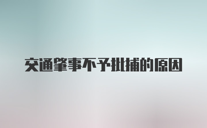 交通肇事不予批捕的原因